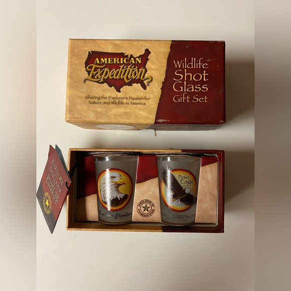 RARE! NWT! Vintage Collectible American Expedition Bald Eagle Shot Glass Set - Picture 2 of 7